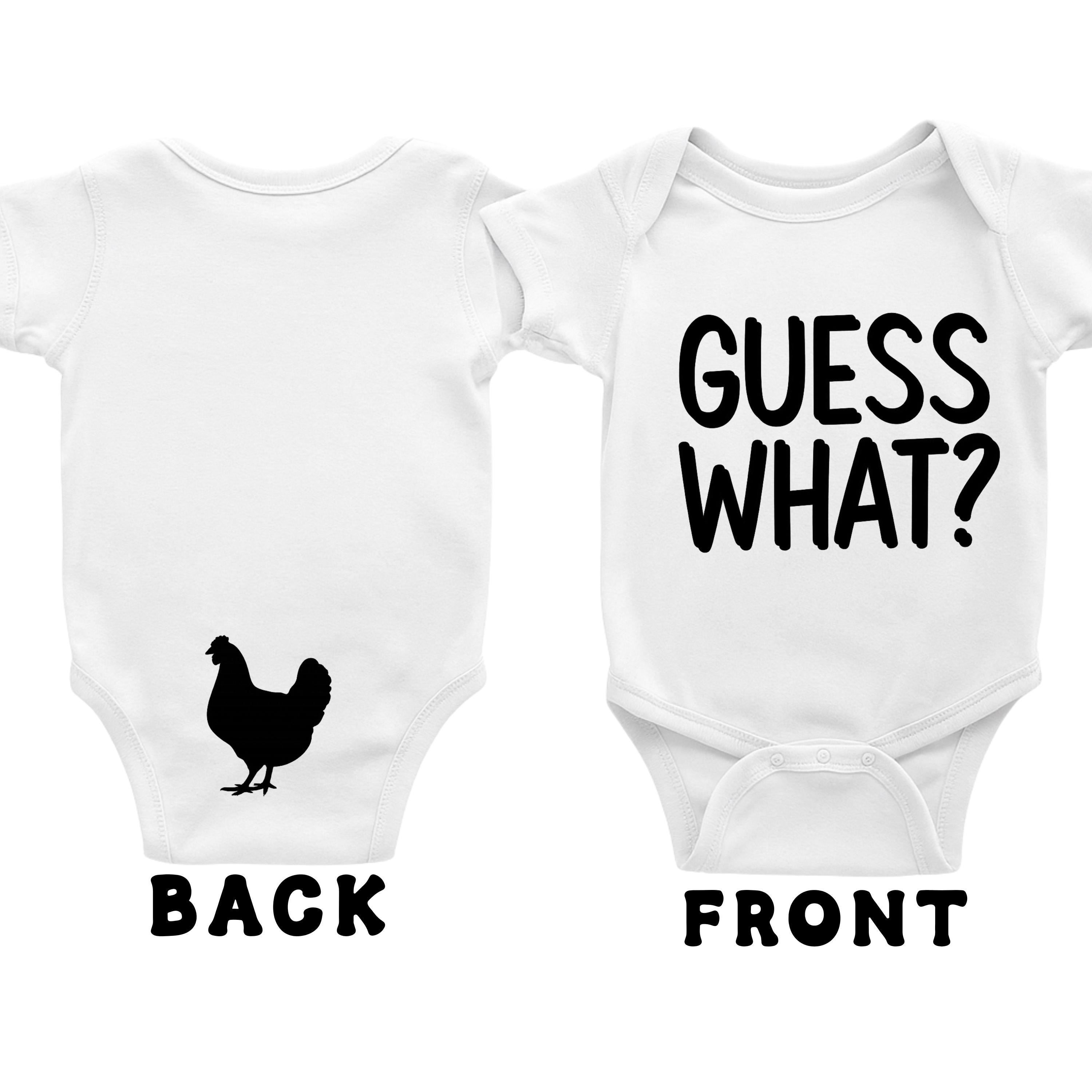 Discover Funny Pregnancy Reveal Onesie  Guess What Chicken Butt Baby Bodysuit, Gender Reveal Gift, Cute Baby Shower Outfit