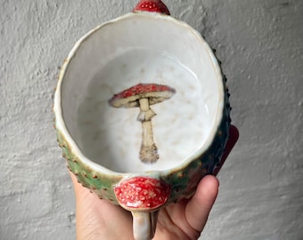 Fairy Mushroom Ceramic Bowl | Handmade Amanita Trinket Dish | Whimsical Woodland Pottery | Cottagecore Decor | Fantasy Ring Dish