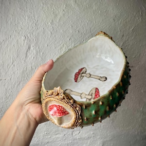 Fairy Mushroom Ceramic Bowl | Handmade Amanita Trinket Dish | Whimsical Woodland Pottery | Cottagecore Decor | Fantasy Ring Dish
