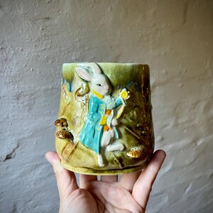 Alice in Wonderland White Rabbit Mug – Handmade Ceramic Cup, Fantasy Pottery, Unique Gift, Sculpted Bunny Mug, Cottagecore Drinkware