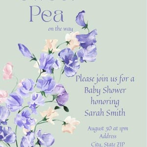 Sweet Pea Baby Shower Invitation