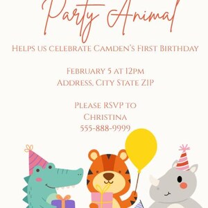 Party Animal Birthday Invitation