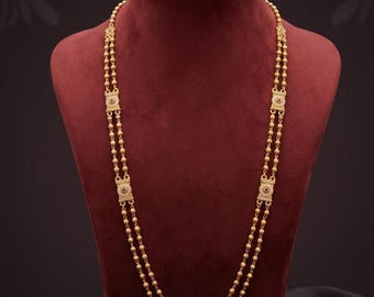 Conjunto de collar Heritage Temple, collar largo de oro, accesorios nupciales indios, joyería para bodas