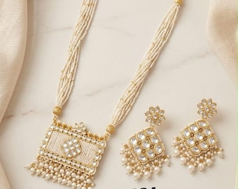 Conjunto de collar y pendientes de perlas para novia, elegante joyería nupcial.