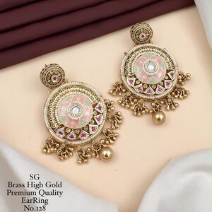 Long Earrings, Gold Plated Ruby Statement Jewelry Wedding Gift for Her