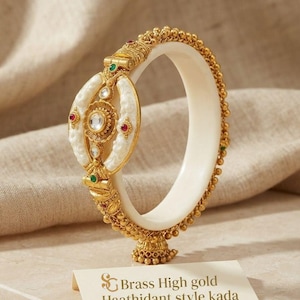 Gold Plated Bracelet, Indian Bridal Jewelry, Adjustable Ruby and Emerald Flower Bracelet, Ethnic Statement Bracelet, Gift for Her