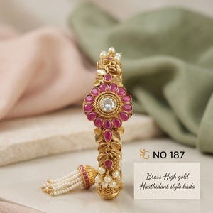 Heritage gold polished Bracelet, Vintage Kada Cuff, Bollywood Wedding Gift For Her