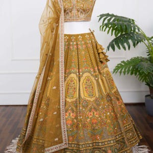 Yellow lehenga choli for women ready to wear indian wedding lehenga choli haldi function wear lengha choli bollywood party wear