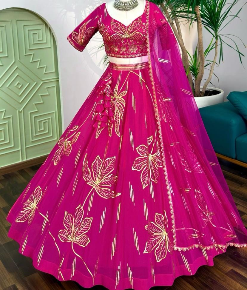 dark pink color combination dress fitted lace wedding dress Designer Dark Pink Dress With Golden Thread Embroidery Mohi fashion