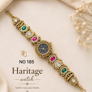 Heritage Gold Pearl Gemstone Diamond Armbandsur, Unik traditionell