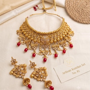 Traditional Indian Bridal Set, Necklace Earrings, Wedding Jewelry