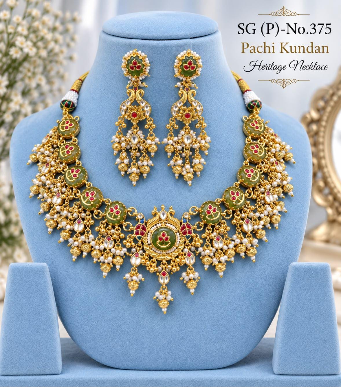 Pearl & Kundan Bridal Necklace Set, Elegant Indian Wedding Jewelry