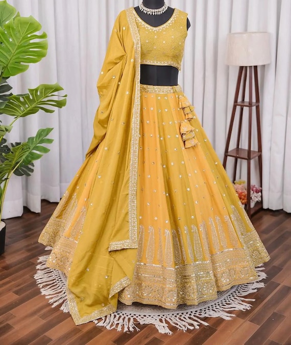 Yellow Lehenga Set Traditional Rajasthani Embroidery & Sequence Work, Wedding Wear Choli - Etsy Yellow Lehenga Set Traditional Rajasthani Embroidery & Sequence Work, Wedding Wear Choli - Etsy