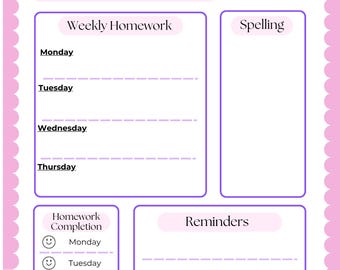 Aesthetic Weekly Homework Page