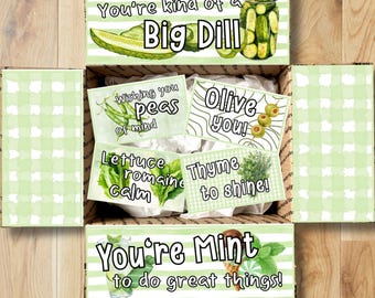 Green Eats & Treats Care Package Printables • Pickles and Food Box Decor • Printable College Gift Box Flap Kit • Instant Download CPK-COL
