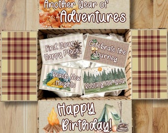 Outdoors Birthday Care Package Printables • Happy Birthday Adventure Box Decor • Printable College Gift Box Flap Kit • PDF Download CPK-OCC
