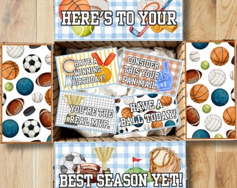 Sports Care Package Printables • Happy Birthday Box Decor • Printable Gift Box Flap Kit • Instant Download CPK-OCC