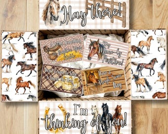 Horse Thinking of You Care Package Printables • Hay There Box Decor • Printable Box Flap Kit • Instant Download CPK-OCC