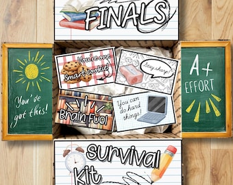Finals Survival Kit Care Package Printables • End-of-School-Year Box Decor • Printable Box Flap Kit • Instant Download