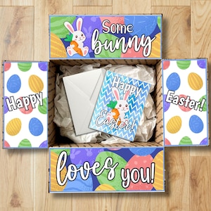 Easter Care Package Printables • Some Bunny Loves You Bold Colors Box Decor • Printable Box Flap Kit • Instant Download