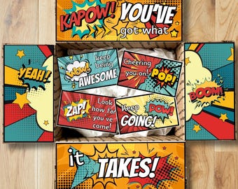 Comic Book Care Package Printables • Superhero Box Decor • Printable College Gift Box Flap Kit • Instant Download CPK-COL