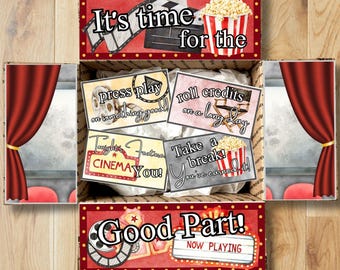 Movie Night Care Package Printables • Theater Box Decor • Printable College Gift Box Flap Kit • Instant Download CPK-COL