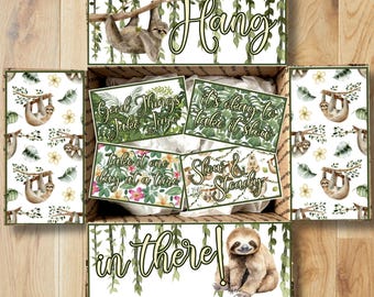 Hang in There Care Package Printables • Sloth Box Decor • Printable Box Flap Kit • Instant Download CPK-OCC