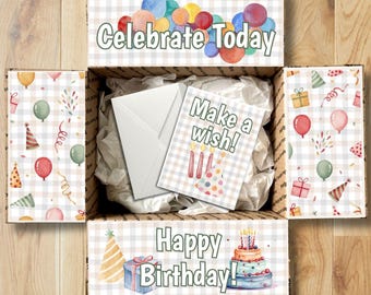 Birthday Care Package Printables • Timeless Happy Birthday Box Decor • Printable College Gift Box Flap Kit • Instant Download CPK-OCC