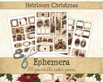 Christmas Junk Journal Ephemera • Heirloom Christmas Printable Pages • Nostalgic Winter Scrapbook Kit (Instant Download) JJF-CHR