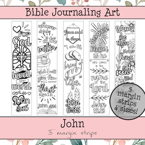 Margestroken voor John Bible-journaling • Kleurstroken voor Schriftteksten • Boek van John afdrukbare bijbelkunstpagina's • Direct downloaden