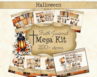 Christian Halloween Junk Journal Mega Bundle • Vintage Faith Fall Printable Pages Collection • Spooky Scrapbook Kit (Digital) JJF-HAL