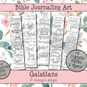 Galatians Bible Journaling Margin Strips • Scripture Coloring Strips • Book of Galatians Printable Bible Art Pages • Instant Download