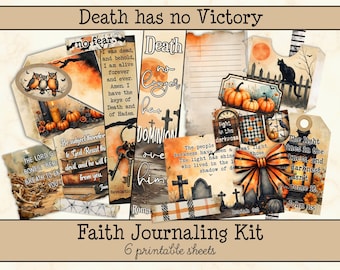 Halloween Christian Junk Journaling Kit • Fall Faith Ephemera • Bible Journal Printables • Scripture Scrapbook Pages (5 Pages) JJF-HAL