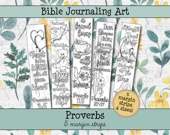 Proverbs Bible Journaling Margin Strips Set • Scripture Coloring Strips • Old Testament Printable Bible Art Pages • Instant Download