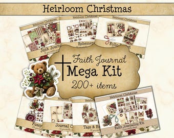 Christian Christmas Junk Journal Mega Bundle • Heirloom Faith Winter Printable Pages Collection • Nostalgic Scrapbook Kit (Digital) JJF-CHR