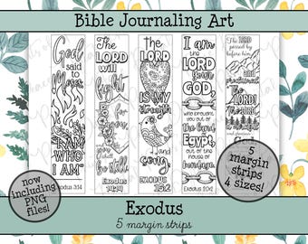 Exodus Bible Journaling Margin Strips • Scripture Coloring Strips • Book of Exodus Printable Bible Art Pages • Instant Download