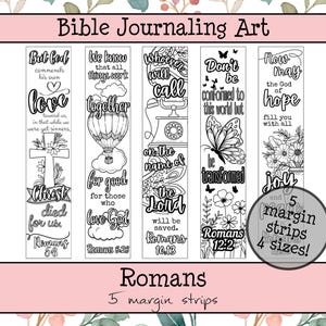 Romans Bible Journaling Margin Strips • Scripture Coloring Strips • Book of Romans Printable Bible Art Pages • Instant Download