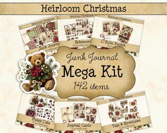Christmas Junk Journal Mega Bundle • Heirloom Printable Pages Collection • Nostalgic Scrapbook Kit (Digital) JJF-CHR