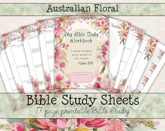 Floral Bible Study Printable Pack • Christian Journal Pages, Prayer Journal, SOAP Study, Scripture Writing, Bible Tracker • Download PDF