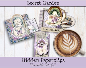 Bible Hidden Paperclips • Secret Garden Scripture Kit • Christian Junk Journal • Faith Scrapbook Pages (5 Pages)