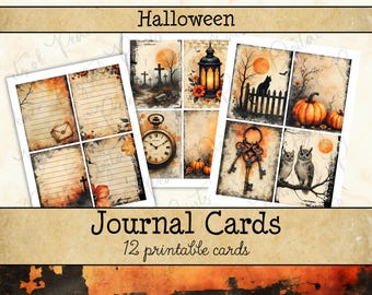 Halloween Junk Journal Journaling Cards • Fall Printable Pages • Spooky Scrapbook Kit (Digital Download) JJF-HAL