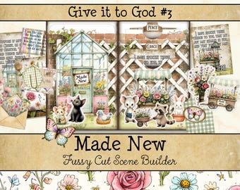 Christian Junk Journaling Kit • Made New Give it to God • Bible Journal Printables • Faith Scrapbook Pages (Digital Download) JJF-GTG