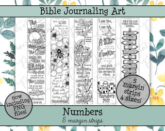 Numbers Bible Journaling Margin Strips • Scripture Coloring Strips • Book of Numbers Printable Bible Art Pages • Instant Download
