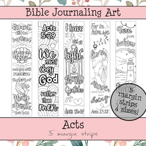 Acts Bible Journaling Margin Strips • Scripture Coloring Strips • Book of Acts Printable Bible Art Pages • Instant Download