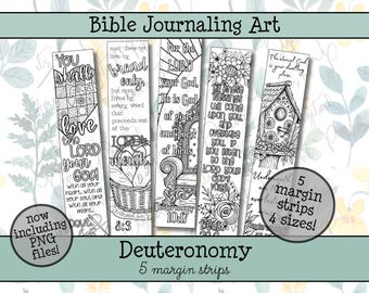 Deuteronomy Bible Journaling Margin Strips • Scripture Coloring Strips • Book of Deuteronomy Printable Bible Art Template Pages • Download