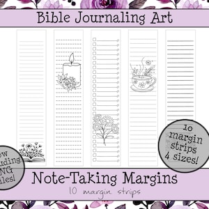 Seitennotizen Bibel Journaling Randstreifen • Schrift Färbung Streifen • Linierte Notizen druckbare Bibel Seiten • Sofortiger Download