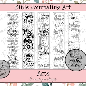 Acts Bible Journaling Margin Strips • Scripture Coloring Strips • Book of Acts Printable Bible Art Pages • Instant Download