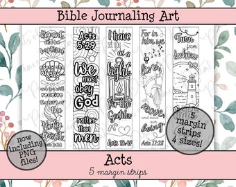Acts Bible Journaling Margin Strips • Scripture Coloring Strips • Book of Acts Printable Bible Art Pages • Instant Download
