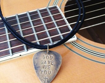 Rustic Guy's Personalized Guitar Pick Leather Necklace