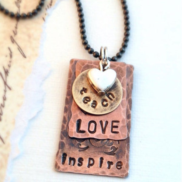 Teach Love Inspire Necklace gift for teachers homeschool moms